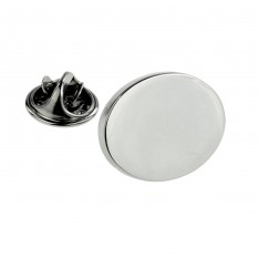 Silver Finish Oval Lapel Pin