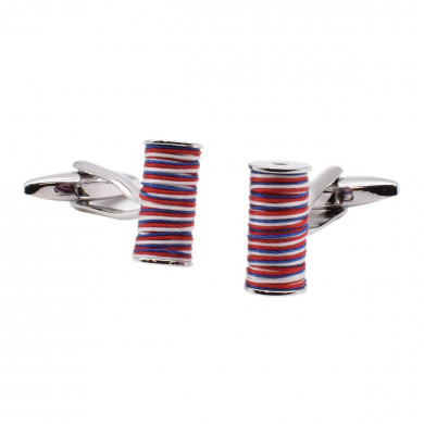 Red White and Blue Cotton Reel Cufflinks