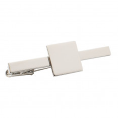 Rhodium Engraveable Square Tie Clip