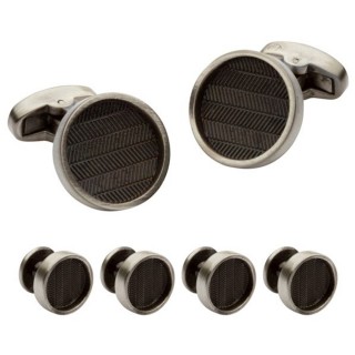 Round Black Chevron Stud Set