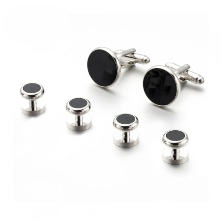 Silver and Black Flat Back Stud Set