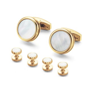 Elegant Mother of Pearl Tuxedo Stud Set