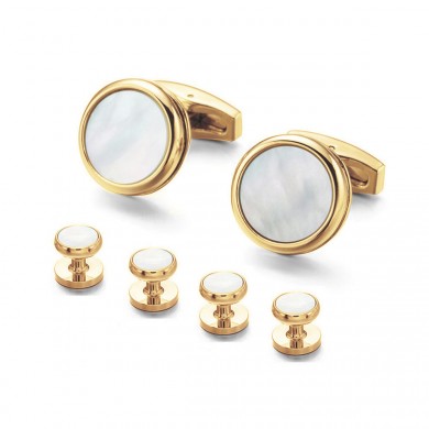 Elegant Mother of Pearl Tuxedo Stud Set