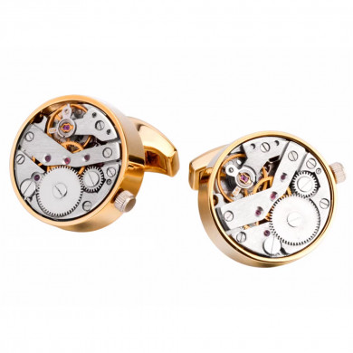 Gold Finish Watch Movement Cufflinks