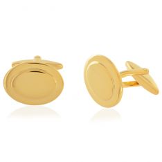 Gold Oval Engravable Cuff Links