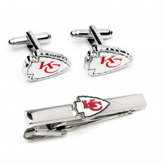 Kansas City Chiefs Cufflinks and Tie Clip Set