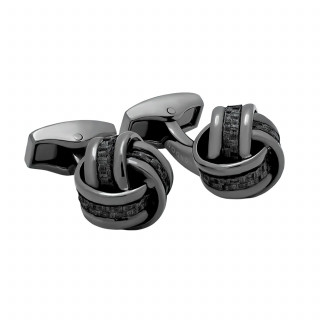 Carbon Fiber Gunmetal Knot Cufflinks