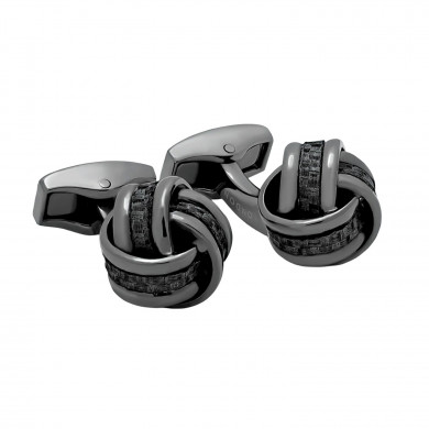 Carbon Fiber Gunmetal Knot Cufflinks
