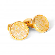 Asanoha Gold MOP Engraved Cufflinks