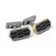 Lamborghini Yellow Hexagon Cutwork Cufflinks