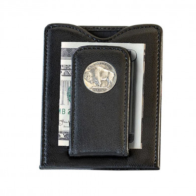 Buffalo Nickel Money Clip Black Wallet