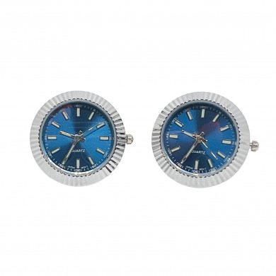 Day Date Silver and Blue Working Watch Cufflinks