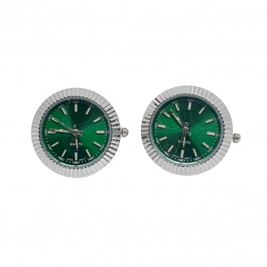 Day Date Silver and Green Working Watch Cufflinks