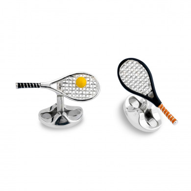 Silver and Black Tennis Racket Cufflinks