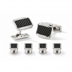 Stainless Steel Textured Black Stud Set