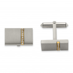 Engravable Brushed Titanium and Crystal Cufflinks