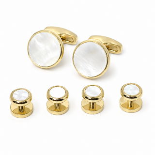 Elegant Mother of Pearl Tuxedo Stud Set