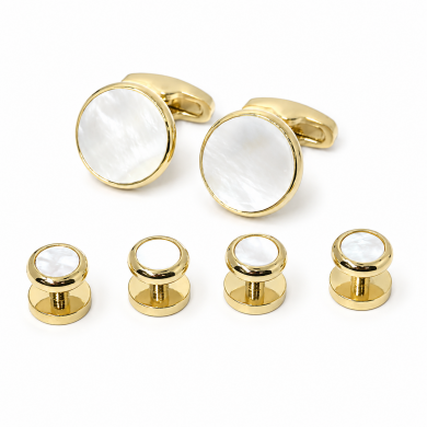 Elegant Mother of Pearl Tuxedo Stud Set