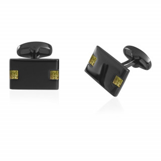 Gunmetal Engravable Cufflinks with Jasper Accents