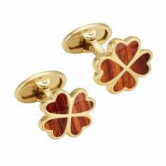 Tigers Eye Four Leaf Clover Vermeil Cufflinks