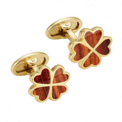 Tigers Eye Four Leaf Clover Vermeil Cufflinks