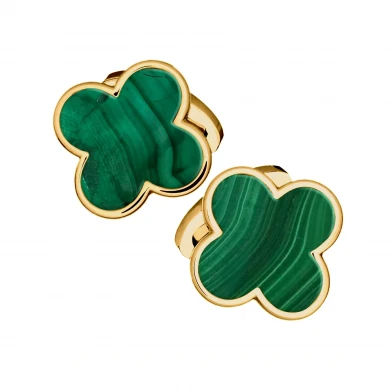 Malachite Four Leaf Clover Vermeil Cufflinks