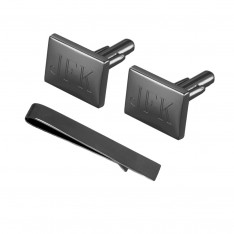 Gunmetal Engravable Cufflinks and Tie Bar Set
