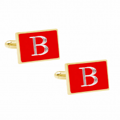 Rectangle Gold and Red Engravable Cufflinks