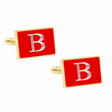 Rectangle Gold and Red Engravable Cufflinks
