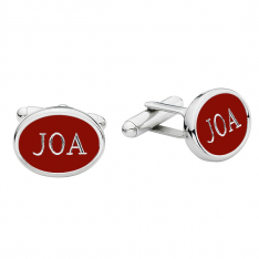 Engravable Oval Red Cufflinks