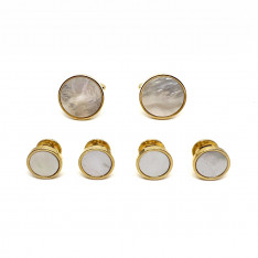 Gold Finish Mother of Pearl Stud Set