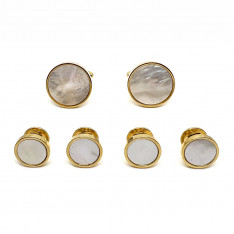 Gold Finish Mother of Pearl Stud Set
