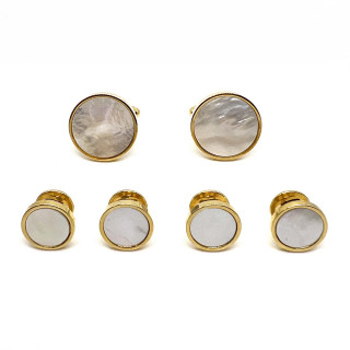 Gold Finish Mother of Pearl Stud Set