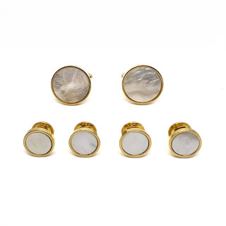 Gold Finish Mother of Pearl Stud Set