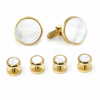 Gold Finish Mother of Pearl Stud Set