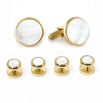Gold Finish Mother of Pearl Stud Set