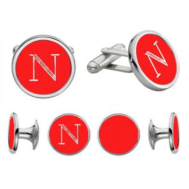 Engravable Round Red Stud Set