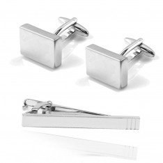 Classic Cufflinks and Tie Bar Set