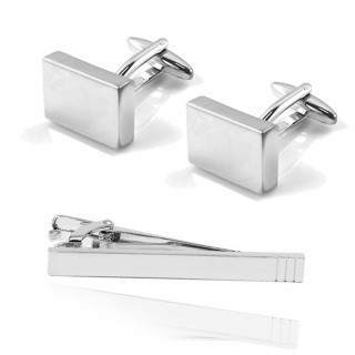 Classic Cufflinks and Tie Bar Set