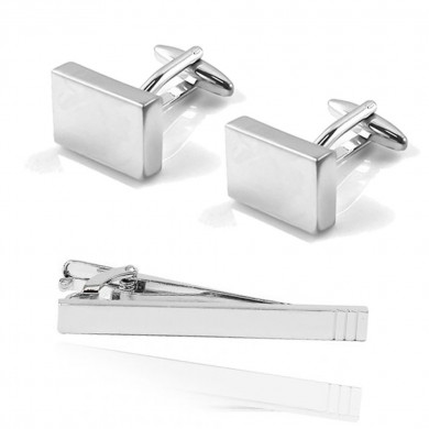 Classic Cufflinks and Tie Bar Set