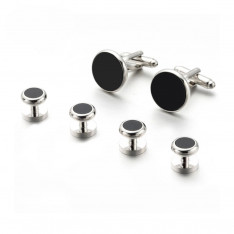Silver and Black Flat Back Stud Set
