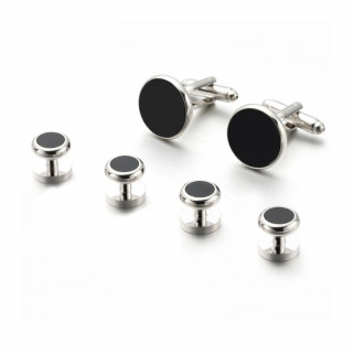 Silver and Black Flat Back Stud Set