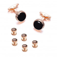 Rose Gold Ornate Border Five Stud Set