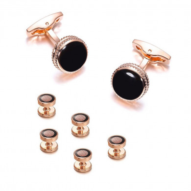 Rose Gold Ornate Border Five Stud Set