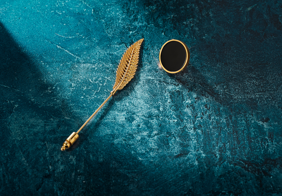 Gold Fern Lapel Pin and Black and Gold Lapel Pin