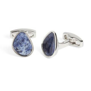 Silver Sodalite Pebble Cufflinks