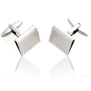 Crystal Bifold Engravable Cufflinks