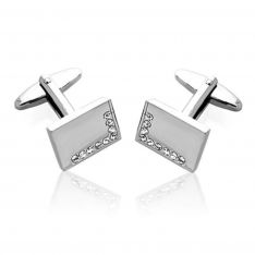Crystal L Engraved Cuff Links
