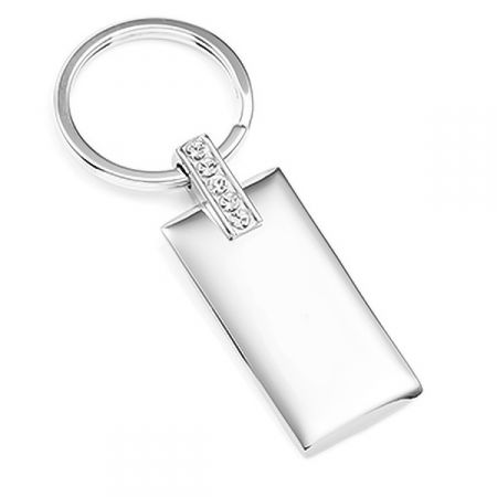 Crystal Accented Engravable Keychain