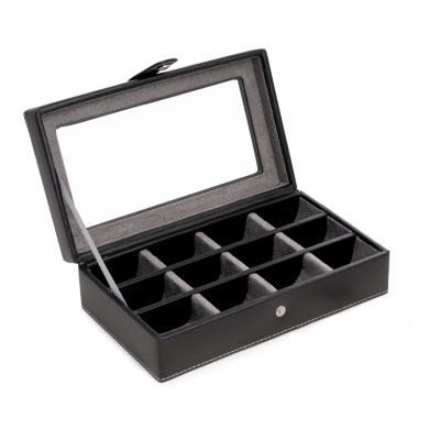 Small Dark Classic Velvet Cufflink Box Case Black 